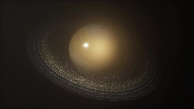 Rotating Saturn Planet in Space with Rings Animation