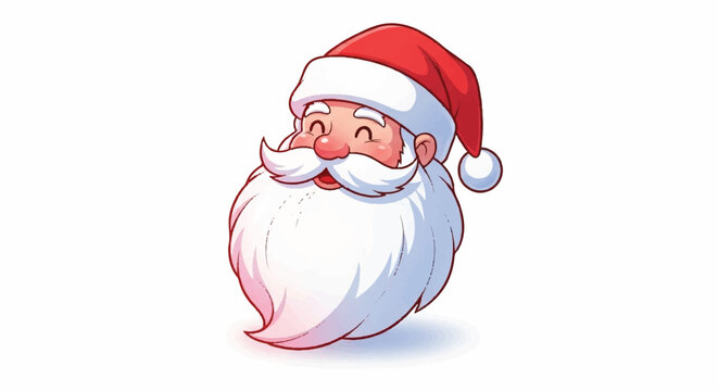 Cheerful Santa Claus head cartoon illustration on a white background.