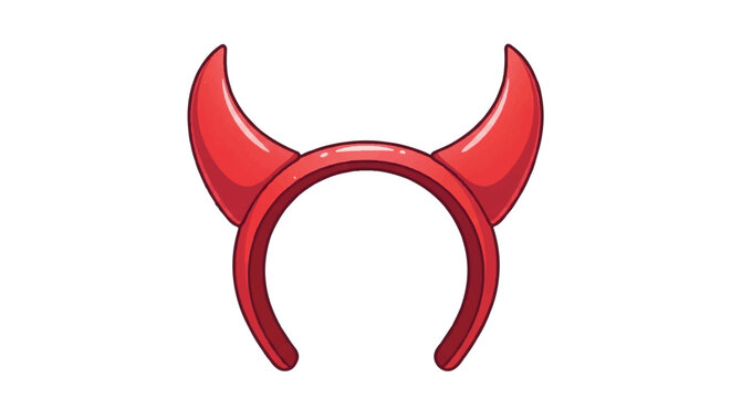 Red devil horns headband costume accessory isolated on white background.