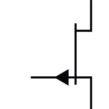 P-channel JFET transistor circuit symbol line icon