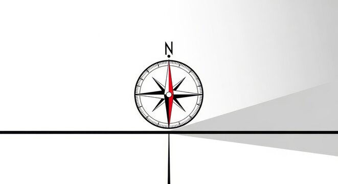 Stylized Compass Points North on Horizon