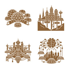 Futuristic biodome city advanced urban architecture interconnected city domes © Rifat