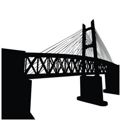Fototapeta premium Silhouette bridge structure transportation icon bundle.