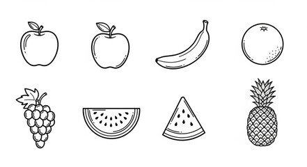 Hand drawn collection of various fruits in sketch style. © samuel