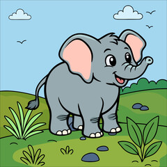 Obraz premium Elephants Cute Animal Children Coloring Pages