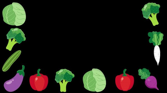 vegetable frame healthy food border organic vegetables background alpha channel animation