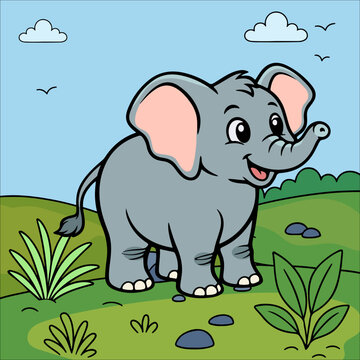 Elephants Cute Animal Children Coloring Pages