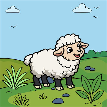 Sheep Cute Animal Children Coloring Pages