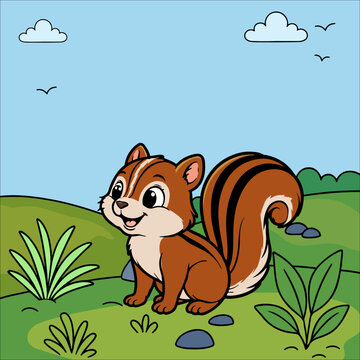 squirrel Cute Animal Children Coloring Pages