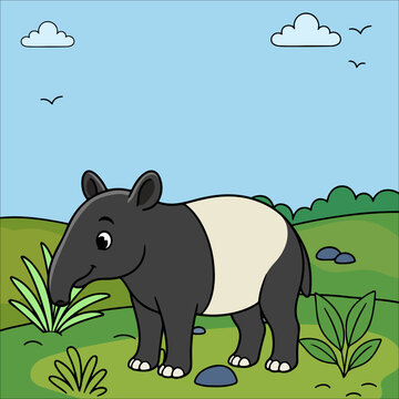 Tapir Cute Animal Children Coloring Pages
