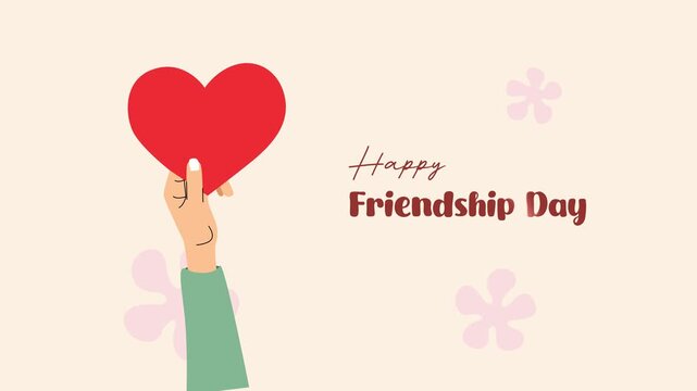 Hand holding heart symbol friendship concept. Friendship day concept. Full length Icon animation illustration. High quality&nbsp;4k&nbsp;footage