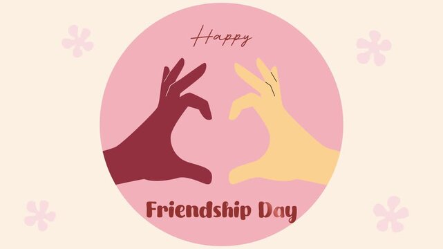 Hands forming heart shape friendship symbol. Friendship day concept. Full length Icon animation illustration. High quality&nbsp;4k&nbsp;footage
