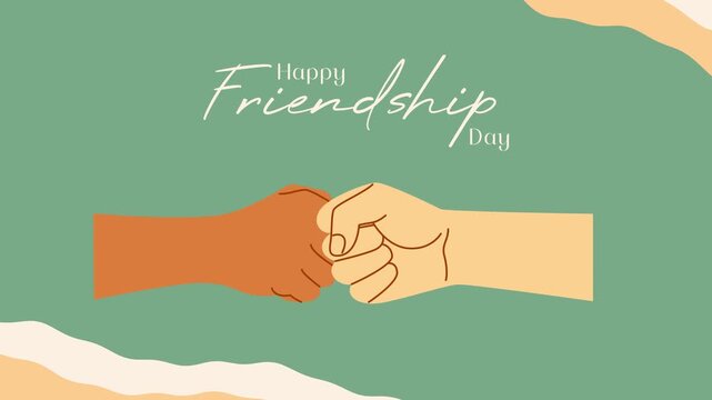 Two friends shaking hands strong bond. Friendship day concept. Full length Icon animation illustration. High quality&nbsp;4k&nbsp;footage