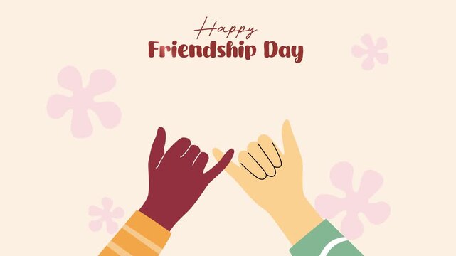 Two hands making friendship gesture together. Friendship day concept. Full length Icon animation illustration. High quality&nbsp;4k&nbsp;footage