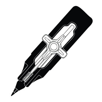 Silhouette pen plotter blueprint tool set bundle on white background.