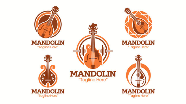 An artistic mandolin logo showcasing the beauty of musical instruments, ideal for promoting music events, lessons, or merchandise in a creative and engaging way.