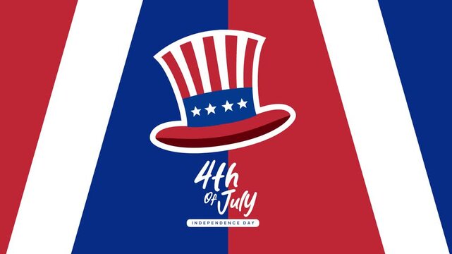 Patriotic hat symbol with national colors. 4th of July concept. Full length Icon animation illustration. High quality&nbsp;4k&nbsp;footage