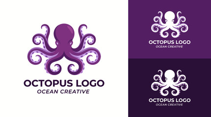This vibrant octopus logo represents ocean creativity with its flowing tentacles, making it ideal for businesses in marine or creative industries. A perfect visual identity starter. © june