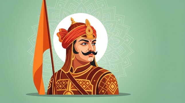 Maharana Pratap Editorial Poster Illustration &ndash; Modern Rajput King Artwork