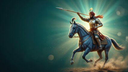 Fototapeta premium Maharana Pratap Riding Chetak – Epic Rajput Warrior Battle Scene