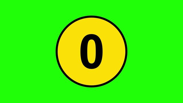 7 second countdown timer, digital circular animation from 7 to 0 seconds on green background. Simple 7-second countdown timer version Animated number countdown moments numbers green screen 4k 60 fps