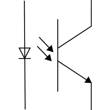 Opto isolator circuit symbol line icon for electronics design