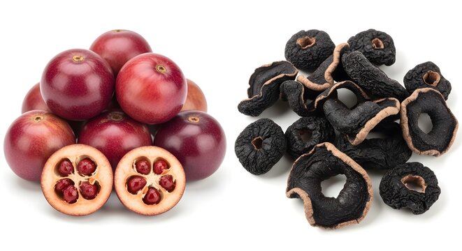Karonda Fruit And Dried Carissa Carandas Berry Isolated On White