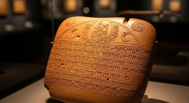 Ancient Babylonian Clay Tablet with Cuneiform Inscriptions