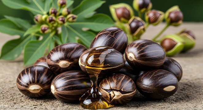 Castor Seeds With Oil Natural Plant Ingredient Ricinus Communis