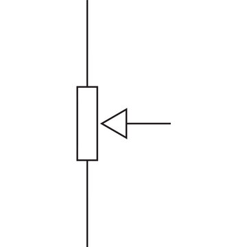 Potentiometer circuit symbol line icon for electronics design