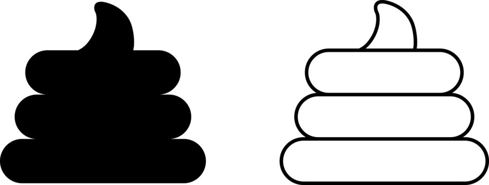Black and white icons of a pile of poop