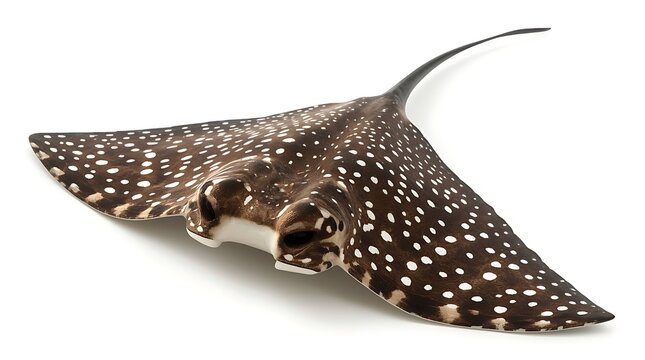 Magnificent Spotted Eagle Ray Isolated on White Background.