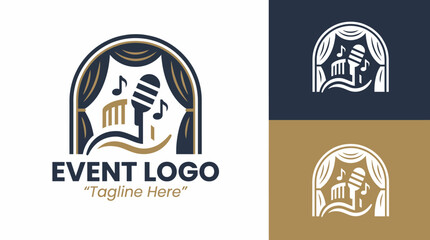 This logo design captures the essence of live events by combining musical elements and performance visuals, perfect for concert venues or event organizers. © James