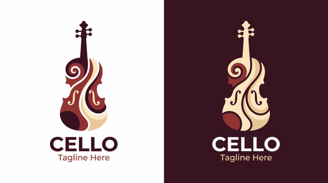 This striking cello logo captures the elegance of the instrument, showcasing its curves and artistic flair, ideal for music schools, brands, or events focused on string instruments.