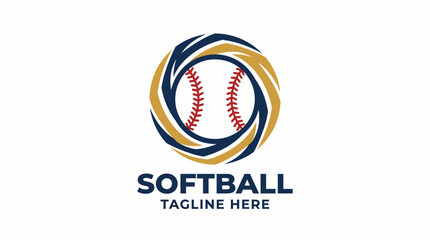 A striking softball logo featuring a whirlwind design around a baseball, ideal for teams and leagues seeking a bold visual identity and energetic branding. © Boren