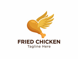 Fototapeta premium A whimsical fried chicken logo with a wing element, symbolizing playful dining experiences, suitable for restaurants and eateries specializing in comfort food.