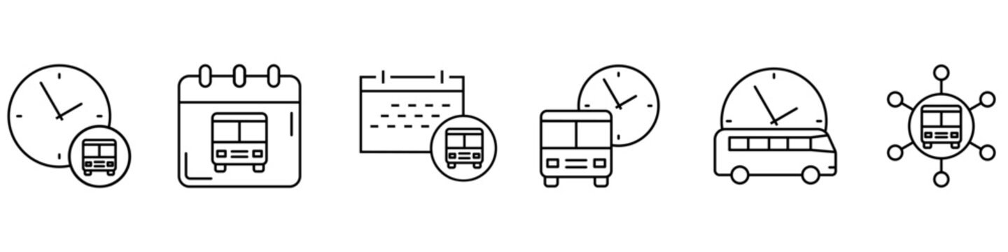 Bus schedule icon vector set. Bus departure Illustration sign collection. Departure date symbol or logo.