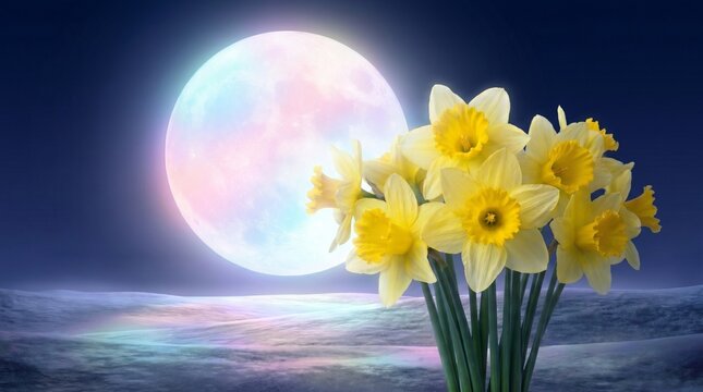 daffodils and easter eggs