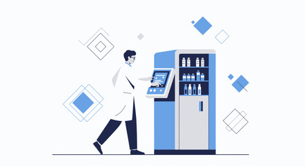 Fototapeta premium Pharmacist Using Automated Dispensing Machine for Medication Management and Patient Care