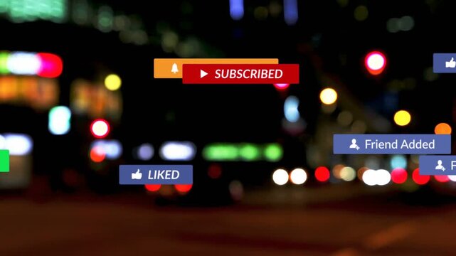 Social badges appearing after subscribe click, multiplying, changing, fading to show engagement