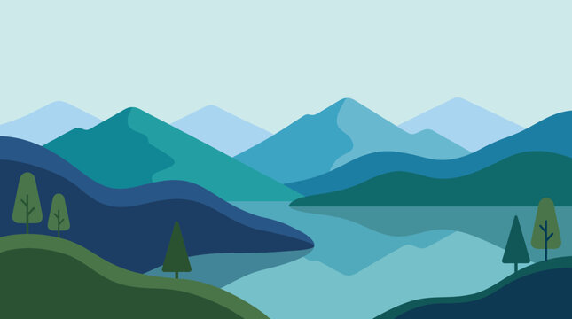 A tranquil landscape artwork showcasing a beautiful mountainscape with a reflective lake, perfect for nature lovers looking to capture the peace and serenity of the great outdoors.