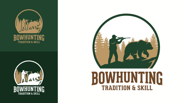 An inspiring bowhunting scene depicts a hunter in action amidst a serene forest, emphasizing tradition, skill, and a strong connection to nature.