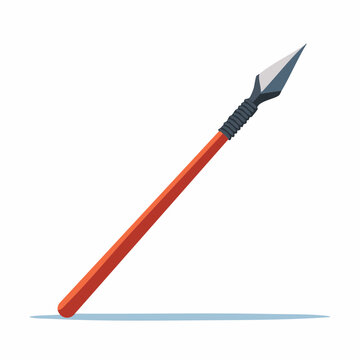 Illustration of a spear with a sharp metal tip and red shaft