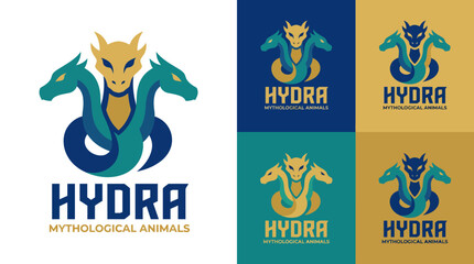 A striking logo representing a hydra with multiple heads, perfect for themes of mythology, creativity, and power in a visually appealing geometric style for applications. © Xiaoliang