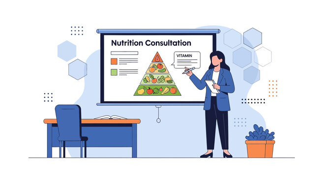 Nutritionist Explains Healthy Eating Pyramid in Consultation