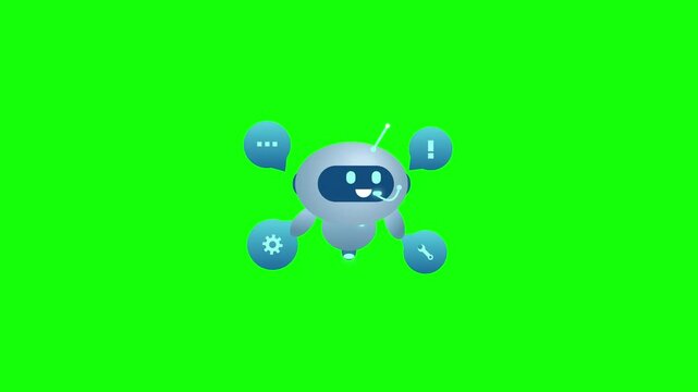 Energetic robot dancing with dynamic movements against a green screen