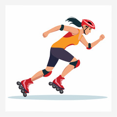 Obraz premium Woman Rollerblading with Protective Gear