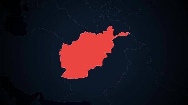 Highlighted afghanistan on global map with zoomin animation in dark theme