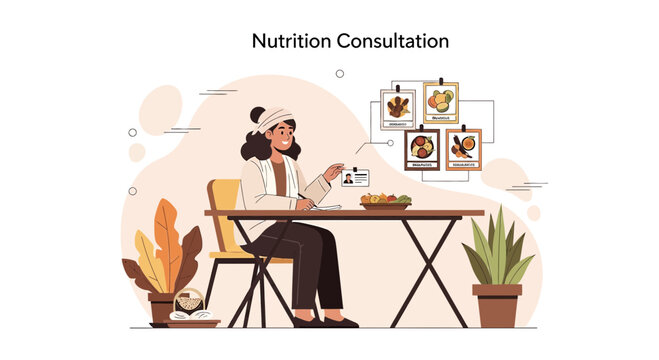 Nutrition Consultation: Dietitian Advising Patient on Healthy Eating and Diet Plan
