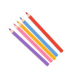 Fototapeta premium Set of colorful pencils, school stationery drawing tools for kids and creative work, flat cartoon hand drawn vector illustration